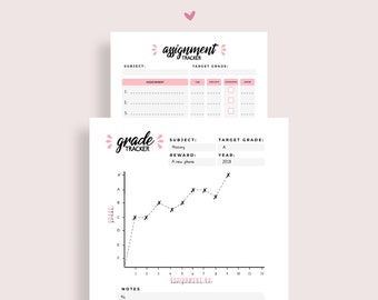 Assignment and Grade Tracker, Printable Grade Tracker, Printable Planner, Assignment Planner, Student Planner - A4 & Letter Sizes