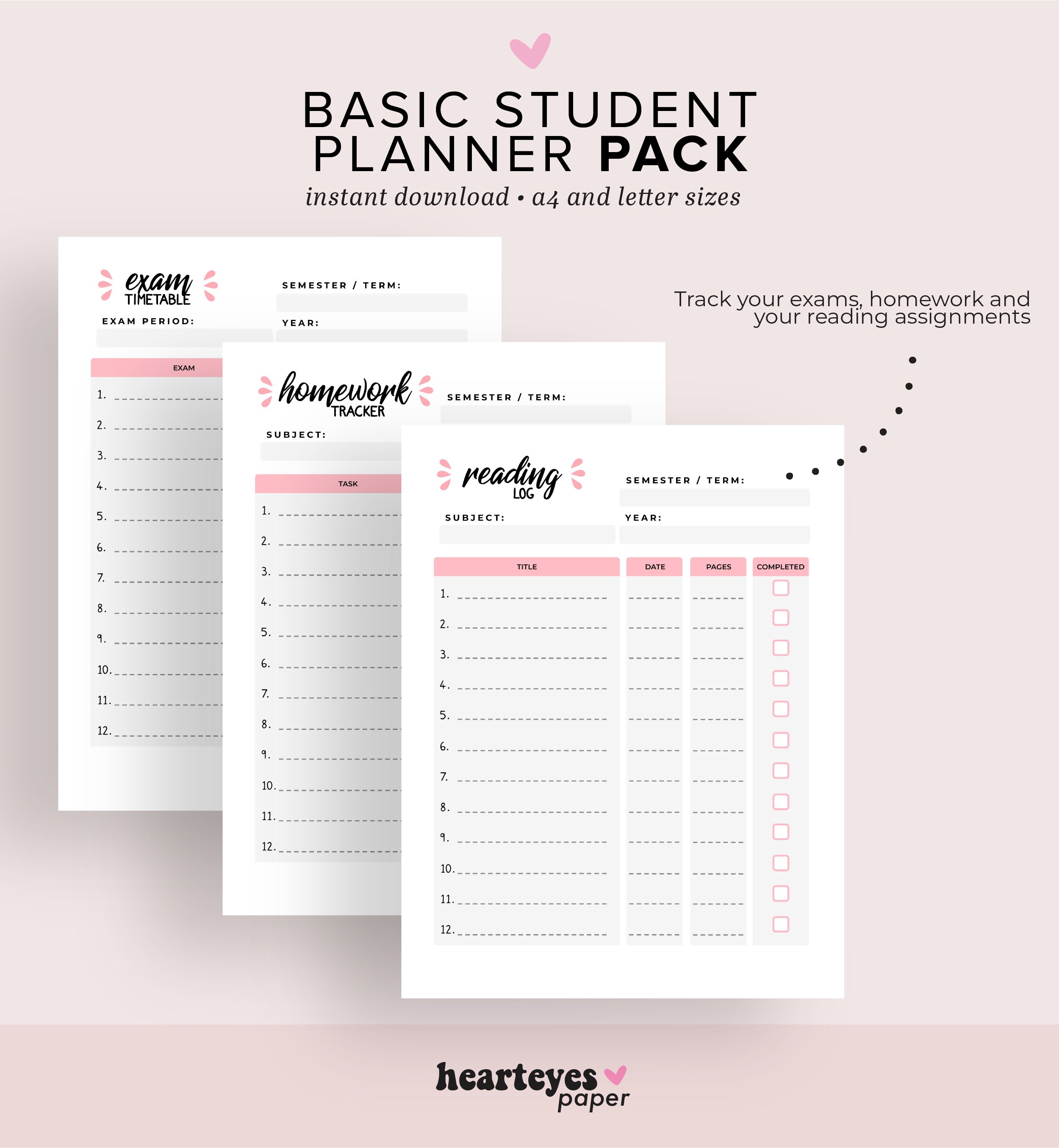 Printable Student Planner, Study Planner Pack, School Planner, College ...