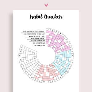Seguimiento de hábitos imprimible, Planificador de viñetas, Seguimiento de hábitos, Seguimiento de hábitos circulares, Planificador de hábitos, Inserciones de diario, Páginas de diario, Registro de hábitos