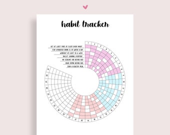 Habit Tracker Printable, Bullet Planner, Habit Tracker, Circle Habit Tracker, Habit Planner, Journal Inserts, Journal Pages, Habit Log