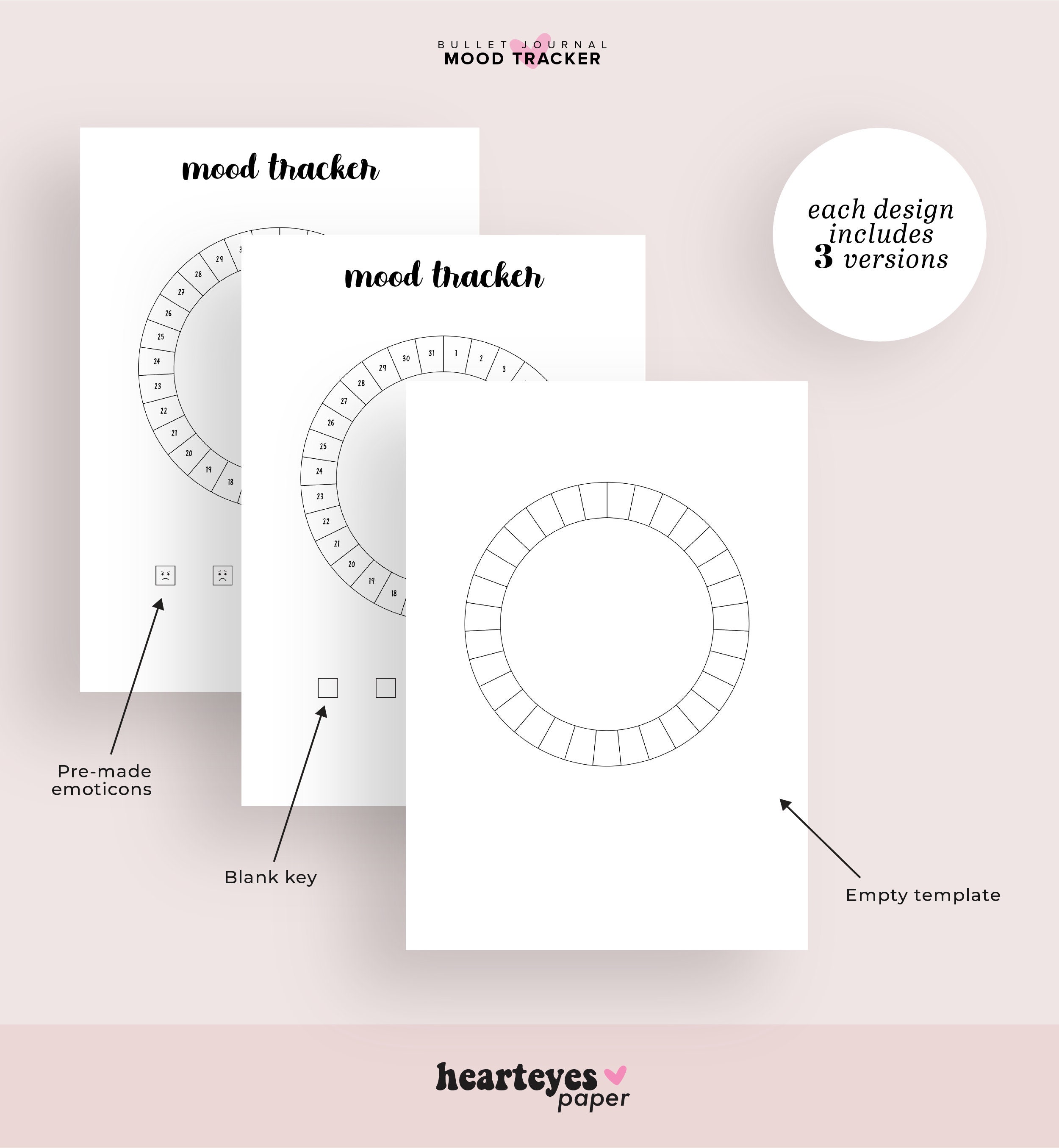 Mood Tracker Printable Mood Chart Journal Bullet Planner - Etsy