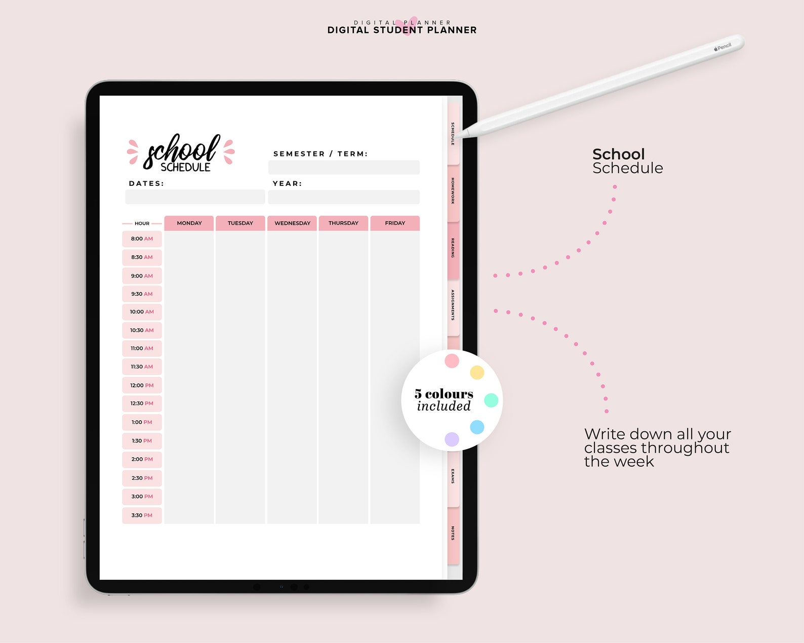DIGITAL Student Planner Digital School Planner Academic Etsy