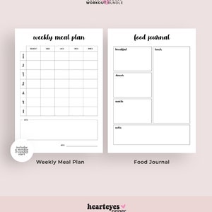 Fitness Planner Printable, Workout Planner Printable, Fitness Tracker, Weight Loss Planner, Weight Tracker, Journal Pages, Bullet Planner image 5