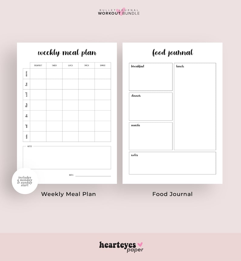 Fitness Planner Printable, Workout Planner Printable, Fitness Tracker, Weight Loss Planner, Weight Tracker, Journal Pages, Bullet Planner image 5