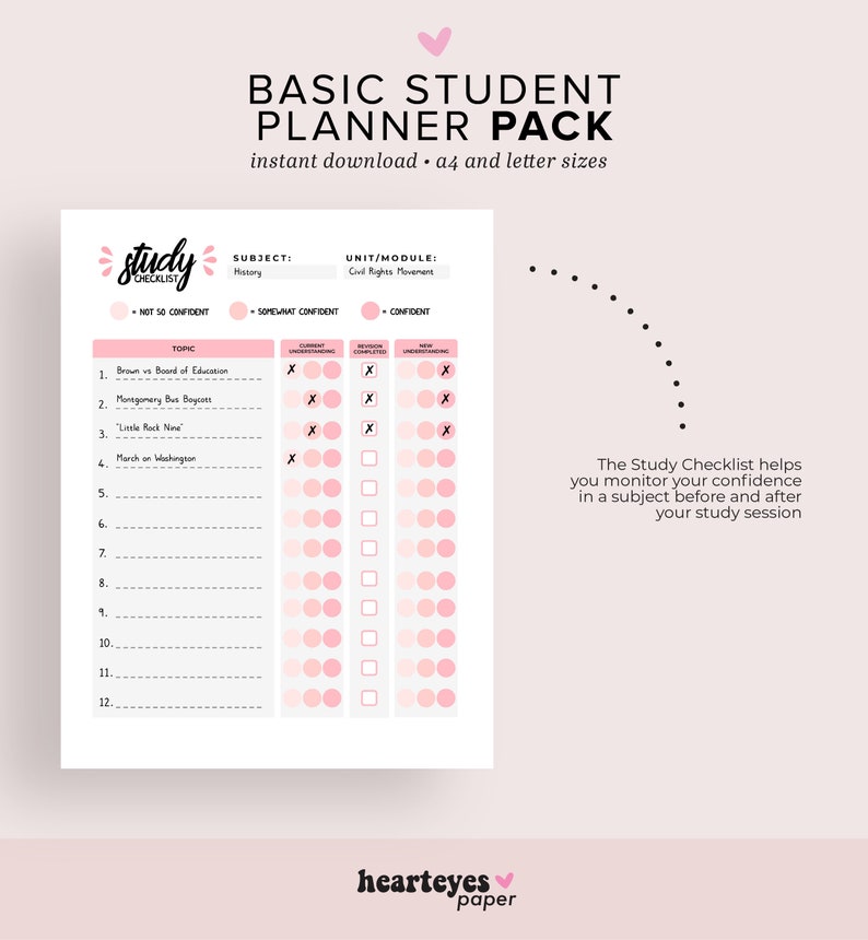 Printable Student Planner Study Planner Pack School Planner - Etsy ...
