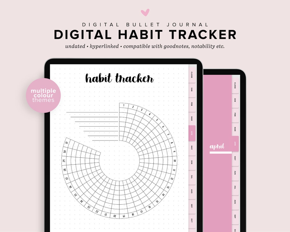 Digital habit tracker circle habit tracker ipad habit etsy