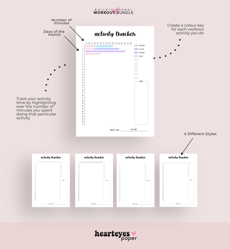 Fitness Planner Printable, Workout Planner Printable, Fitness Tracker, Weight Loss Planner, Weight Tracker, Journal Pages, Bullet Planner image 7