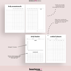 Fitness Planner Printable, Workout Planner Printable, Fitness Tracker, Weight Loss Planner, Weight Tracker, Journal Pages, Bullet Planner image 4