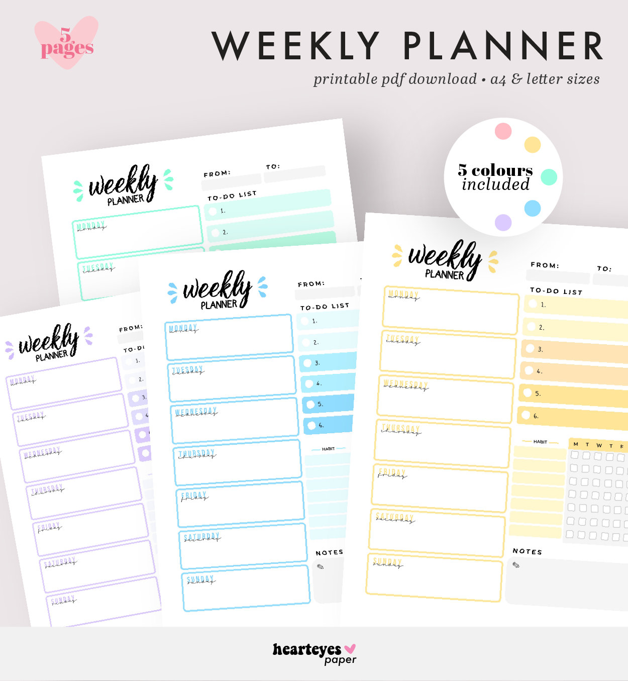 Weekly Planner Weekly Schedule Printable Planner Weekly - Etsy