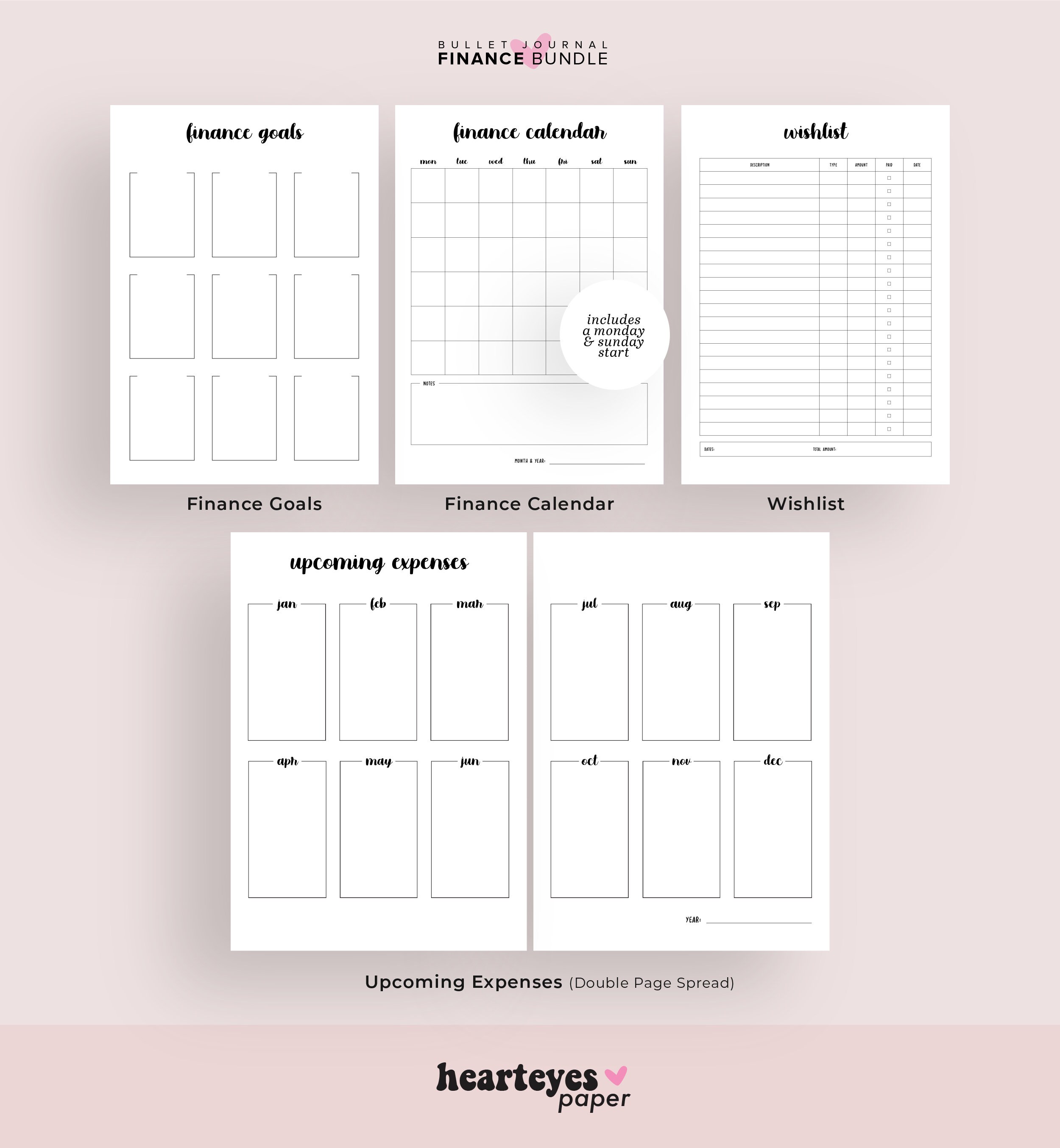 Finance Planner Pack Printable Bullet Journal Printable | Etsy Canada