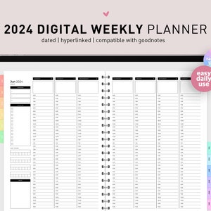 2024 DIGITAL Weekly Half-Hour Planner, Weekly Hourly Planner, 2024 Digital Planner, iPad Planner, Goodnotes, Daily Planner, Schedule