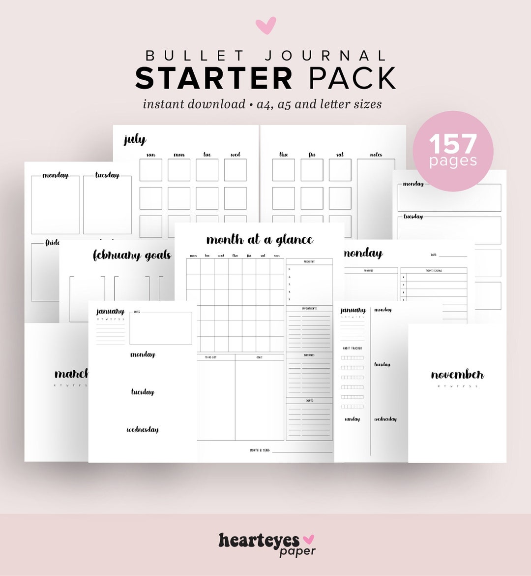 Bullet Planner Starter Pack Printable, Journal Pages Printable, Daily ...