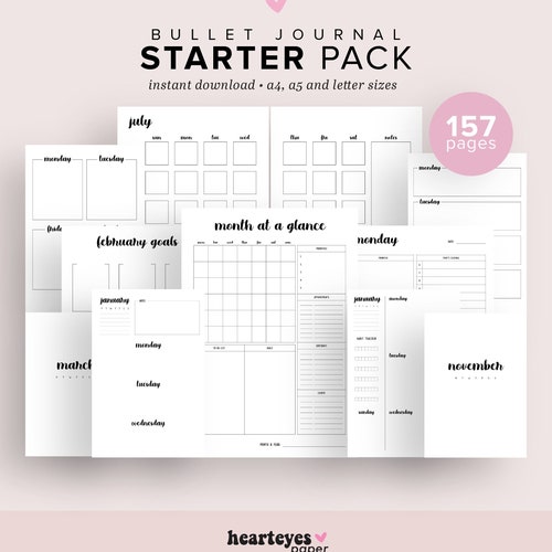 Bullet Planner Starter Pack Printable Journal Pages - Etsy