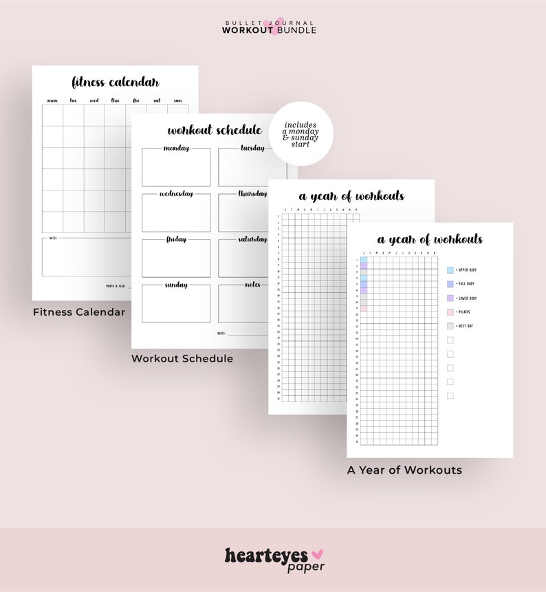 Fitness Planner Printable, Workout Planner Printable, Fitness Tracker, Weight Loss Planner, Weight Tracker, Journal Pages, Bullet Planner image 2