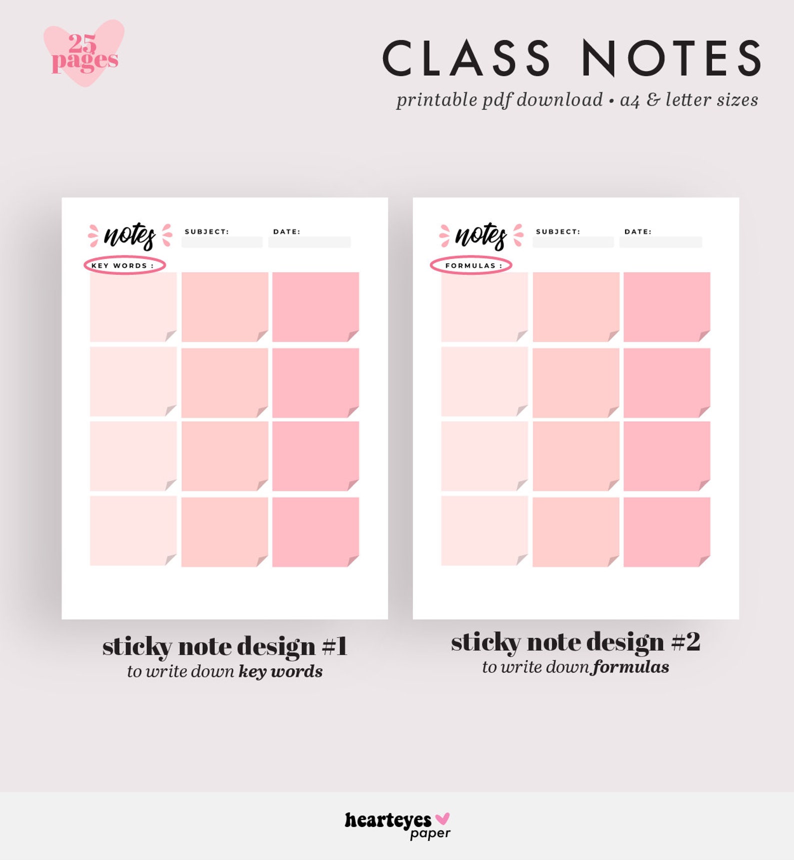 Class Notes, Printable Note Pages, Lined Paper, Graph Paper, School ...