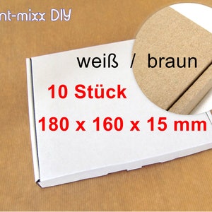 10 Stück Versandkarton WARENPOST International Großbrief Kartons 19x16,5x2 cm weiß oder braun ca. DIN C6. Verpackungsmaterial BuntMixxDIY