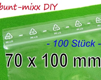 100 ziplock bags 70 x 100 mm 50my foil bags reusable sealable goods shipping material BuntMixxDIY