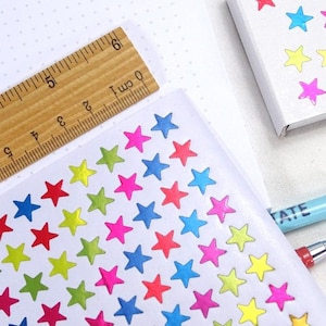 3 vellen stickersterren glanzend roze blauw goud groen geel, mini sterstickers planner decoratie, kleine zakelijke benodigdheden, DIY ColourfulMixxDIY