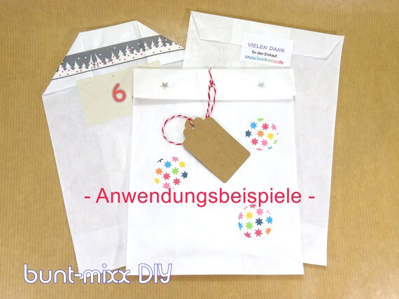 Papiertüten weiß semi transparent, 25/50/100 weiße Tüten flach, Karte A6 Scrapbooking, Verpackung Geschenk, BuntMixxDIY