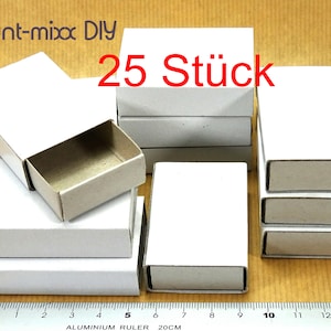 25 Mini-Schachteln Geschenkverpackung Basteln DIY, Adventskalender Schachteln, weiß, Schmucketui Schiebeschachtel, Material BuntMixxDIY