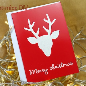 5 Weihnachtskarten mit Umschlag Elch, merry christmas, Weihnachten, Weihnachtskarte rot, x-mas