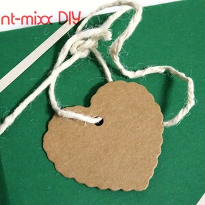 25 etichette regalo beige naturale, cuore, confezione regalo, etichette in carta kraft