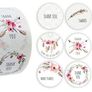 Sticker thank you Danke Aufkleber 25mm small business supplies boho Blüten romantisch rosa Geschenk verpacken DIY Material BuntMixxDIY