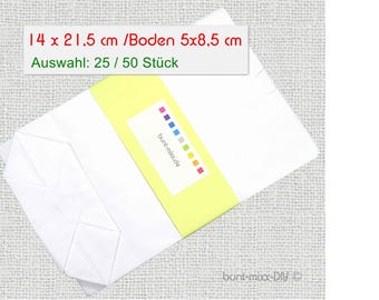 Bodenbeutel weiß Kraftpapier 14x21 Kraftpapierbodenbeutel Adventskalender Geschenk verpacken 25/50St  DIY BuntMixxDIY