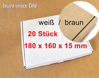 20 Stück Versandkarton WARENPOST International Großbrief Kartons 180x160x15 mm weiß braun ca. DIN C6. Verpackungsmaterial BuntMixxDIY