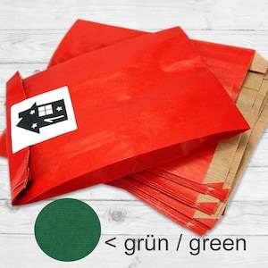 25 sacchetti di carta kraft ROSSO / VERDE Natale ca. 15 x 22 cm con soffietto laterale Calendario dell'Avvento confezione regalo Materiale fai da te BuntMixxDIY