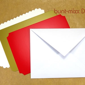 6 Karten mit Umschlag weiß rot goldfarben, Umschlag Karte Grußkarten, Karten gestalten Weihnachten, DIY Material BuntMixxDIY
