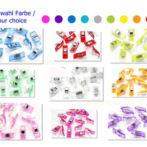 25 Wonder Clips Stoffklammern Wonderclip Farbe Auswahl, Nähzubehör, blau, rot, gelb, grün, rosa rot pink lila violett transparent, Farbmix Mix