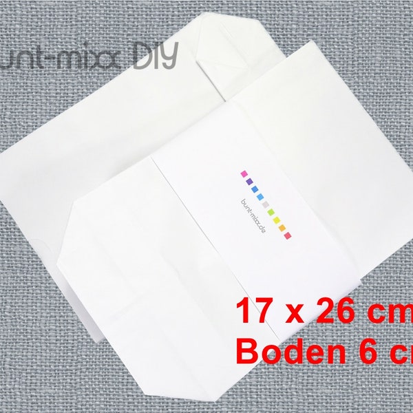 25 Kraftpapier Tüten Bodenbeutel XL weiß, 17x26cm Adventskalender weiß Papiertüte Geschenktüte Geschenk verpacken DIY Material BuntMixxDIY