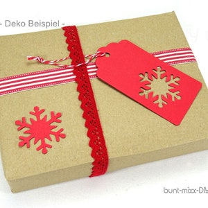Tags Geschenkanhänger ROT Weihnachten Schneeflocke Eiskristall, Stanzteile Streuteile, BuntMixxDIY
