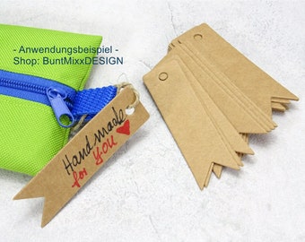 Geschenkanhänger Kraftkarton, Fahne Fähnchen gelocht Geschenkanhänger, Ab2,90Euro 25/100, Geschenk verpacken, tags craftpape, BuntMixxDIY