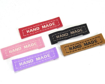 20 Etiketten HAND MADE Textiletiketten gewebt gefalzt Etikett zum Aufnähen für Genähtes Nähen Material DIY BuntMixxDIY