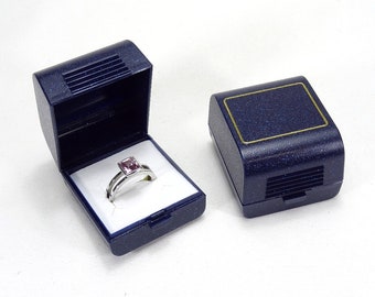 10x Jewelry Box Ring Case, dark blue, Ring Ear Stud Box, Folding Box, Storage Foam Insert white, velvety