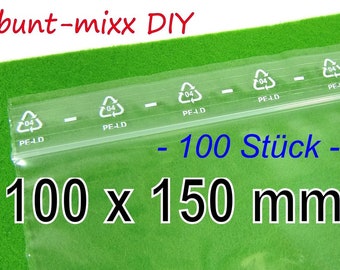 100 ziplock bags 10 x 15 cm 50my bags plastic bags foil bags food-safe packaging material BuntMixxDIY