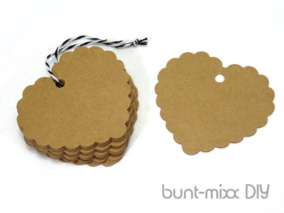 Geschenkanhänger natur beige Herz Geschenk verpacken Hochzeit Gastgeschenk Anhänger Kraftpapier, Auswahl 25/50/100 tags heart craftpaper