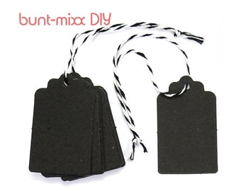 Gift tags black, gift wrapping, 25/100, party and gift giving, black tags, write and stamp, BuntMixxIDY