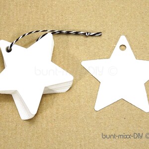 STERN Kraftpapier Geschenkanhänger, Geschenkanhänger weiß Weihnachten, Anzahl 25/50/100 white star gift tag DIY BuntMixxDIY