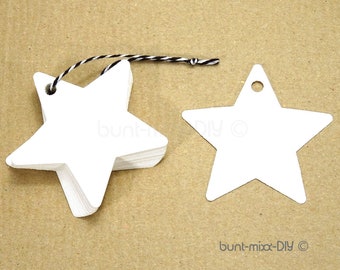 STERN Kraftpapier Geschenkanhänger, Geschenkanhänger weiß Weihnachten 25/50/100 white star gift tag DIY BuntMixxDIY