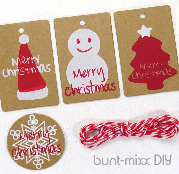 Etichette Regalo Natale - 50 Pezzi Carta Kraft Con Spago, Motivi Natalizi, Per Pacchi Fai Da Te