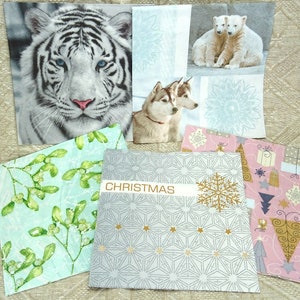 Tovaglioli Inverno Natale Albero di Natale vischio, tovagliolo di carta, tecnica del tovagliolo, materiale BuntMixxDIY