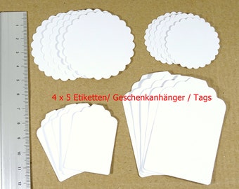 Tags Geschenkanhänger weiß rund eckig 4 Größen Gastgeschenk Hochzeit, Anhänger Kraftpapier Geschenke verpacken scrapbooking smashbook