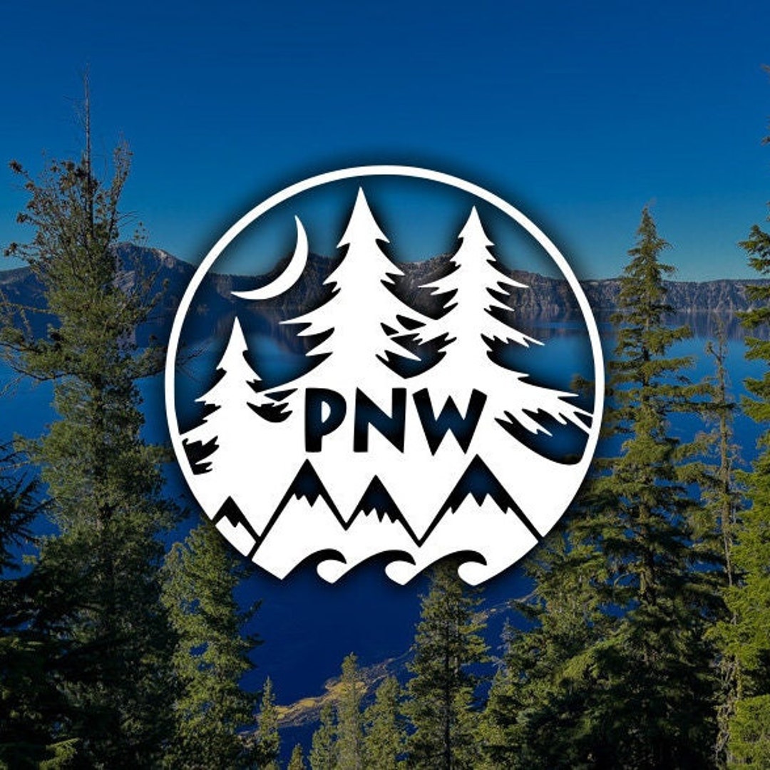 PNW Mountains and Trees Vinyl Decal - Etsy