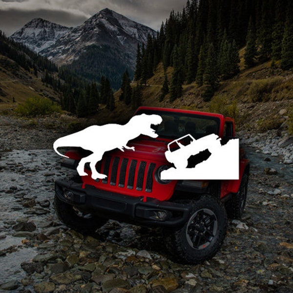 Jurassic T-rex sticker Dinosaur (Matte Black) Vinyl Decal Sticker for Jeep YJ wrangler