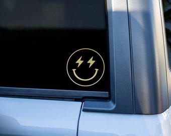 Lightning Eyes Smiley Face Decal - Custom Sizes Available - Outdoor Rated for 6-7 Years