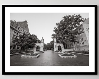 Indiana University Sample Gates Print: Black and White Photo, Framed Wall Art