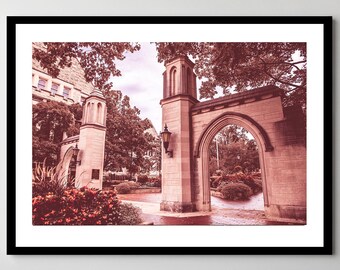 Indiana University - Framed, Ready-to-Hang - Indiana University Sample Gates with Muted Red Hue - 11x14, 16x24, 20x30, 24x36